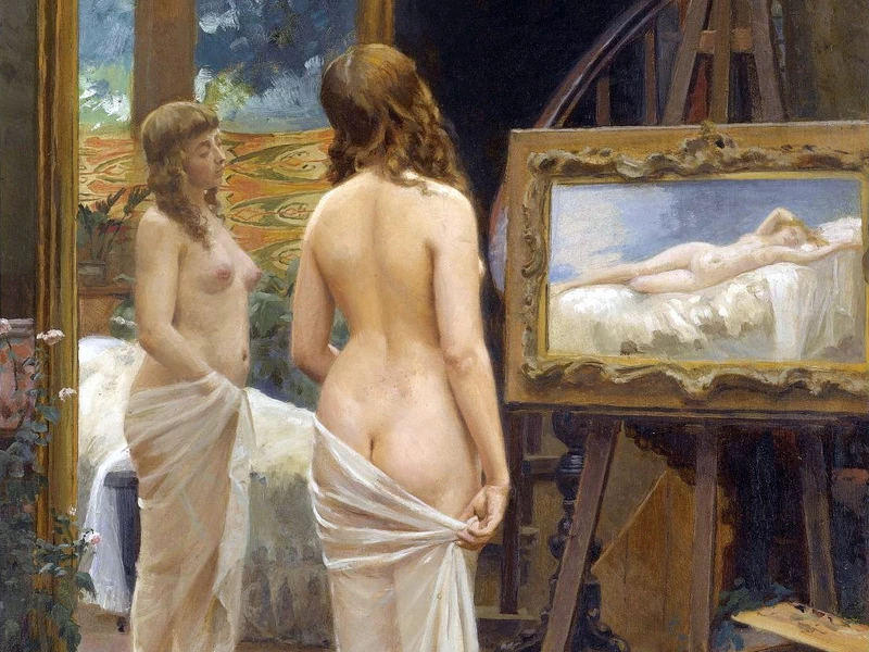 1850-Nikolaj Kornilievič Bodarevskij - Nudo in studio
